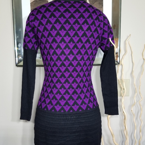 Elena Wang Wool Sweater/Dress/Tunic Chevron Print Sz XS - Picture 2 of 7